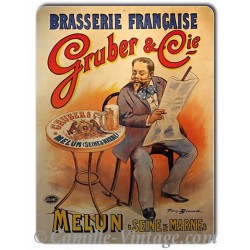 Plaque Aluminium Brasserie de Melun Gruber&Cie