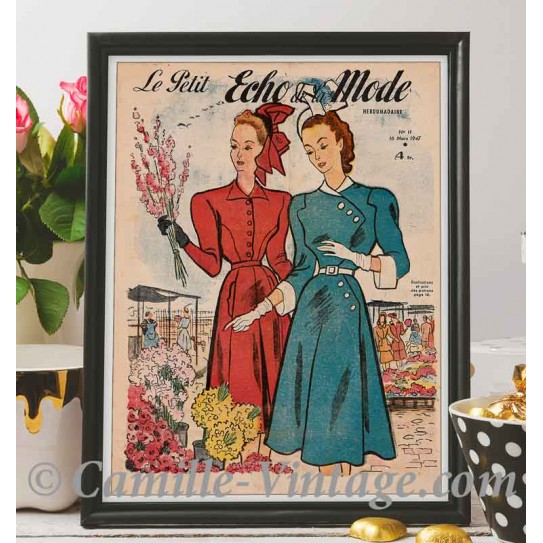 Poster Vintage Le Petit Echo de La Mode 16 mars 1947