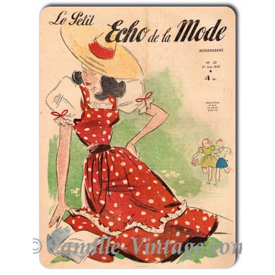 Plaque Aluminium Le Petit Echo de La Mode 1er Juin 1947