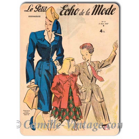 Plaque Aluminium Le Petit Echo de La Mode 2 mars 1947