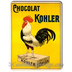 Plaque metal Coq Chocolat Kohler