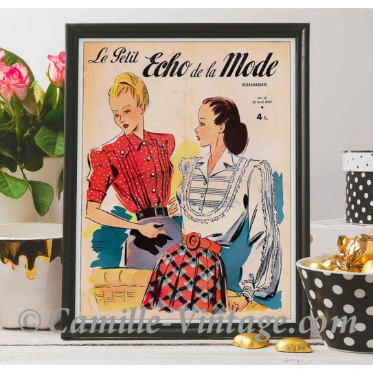 Poster Vintage Le Petit Echo de La Mode 13 avril 1947