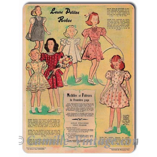Plaque Aluminium Le Petit Echo de La Mode 25 mai 1947 "Leurs Petites Robes"
