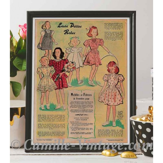 Affiche Le Petit Echo de La Mode 25 mai 1947 "Leurs Petites Robes"