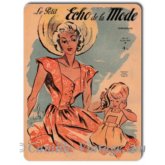 Plaque Aluminium Le Petit Echo de La Mode 8 juin 1947