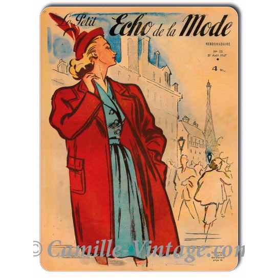 Plaque métal Le Petit Echo de La Mode 31 août 1947