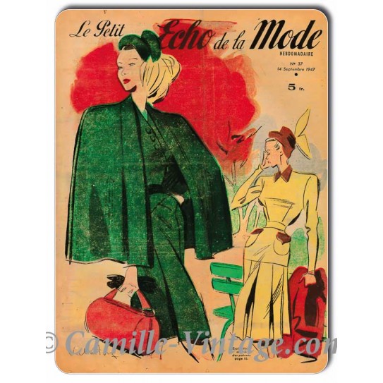 Plaque métal Le Petit Echo de La Mode 14 septembre 1947