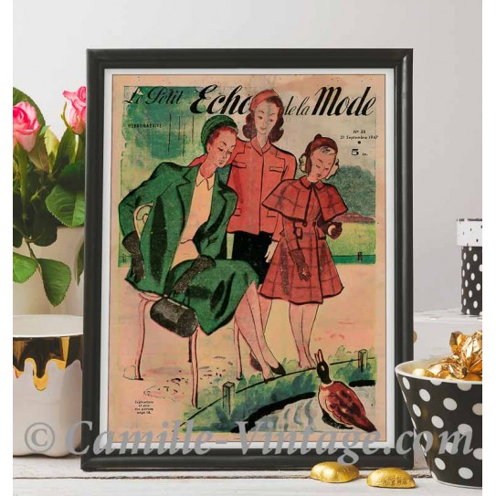 Poster Vintage Le Petit Echo de La Mode 21 September 1947