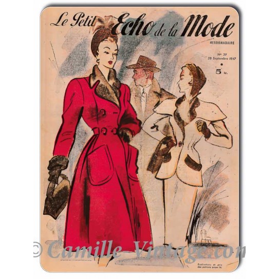 Plaque métal Le Petit Echo de La Mode 28 septembre 1947
