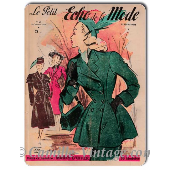 Plaque métal Le Petit Echo de La Mode 5 octobre 1947