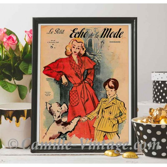 Poster Vintage Le Petit Echo de La Mode 2 November 1947