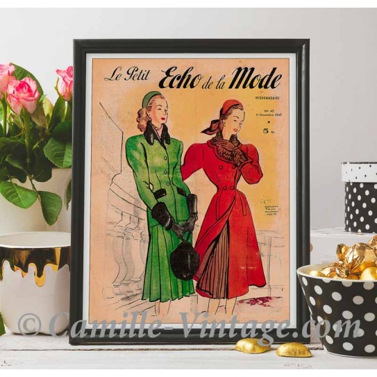 Poster Vintage Le Petit Echo de La Mode 9 November 1947