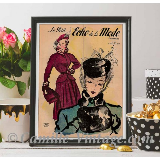 Poster Vintage Le Petit Echo de La Mode 16 November 1947