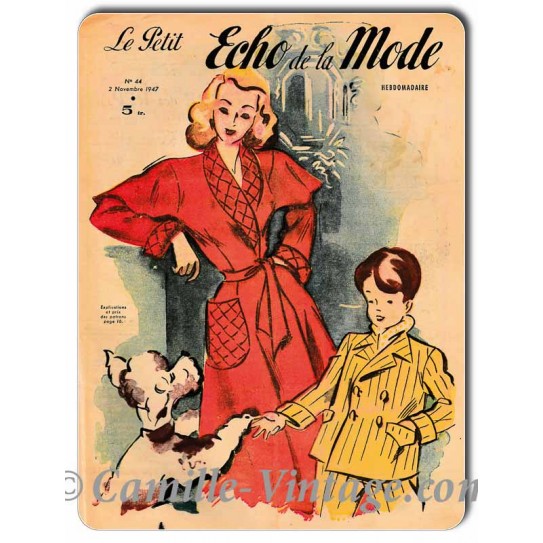 Metal plate deco Le Petit Echo de La Mode 2 November 1947
