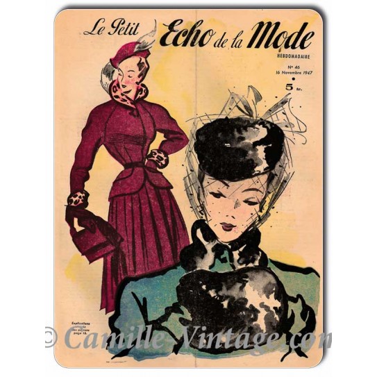 Metal plate deco Le Petit Echo de La Mode 16 November 1947