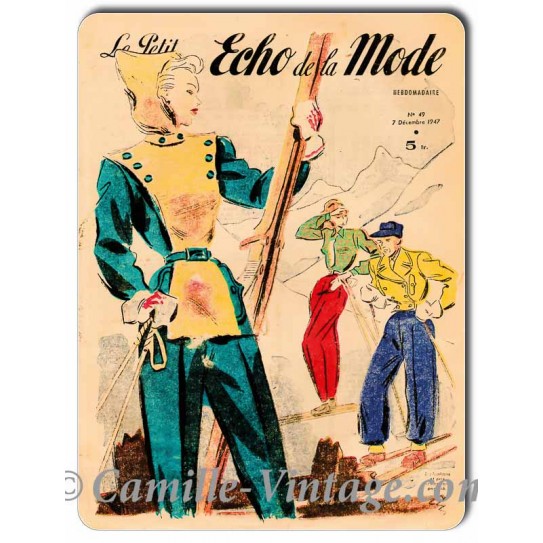 Metal plate deco Le Petit Echo de La Mode 7 December 1947