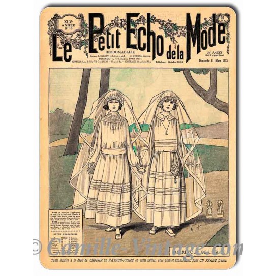 Plaque métal revue de mode vintage 11 mars 1923