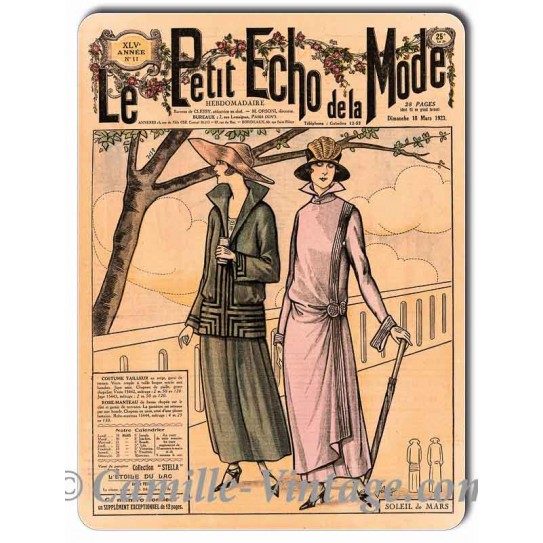 Plaque métal revue de mode vintage 18 mars 1923