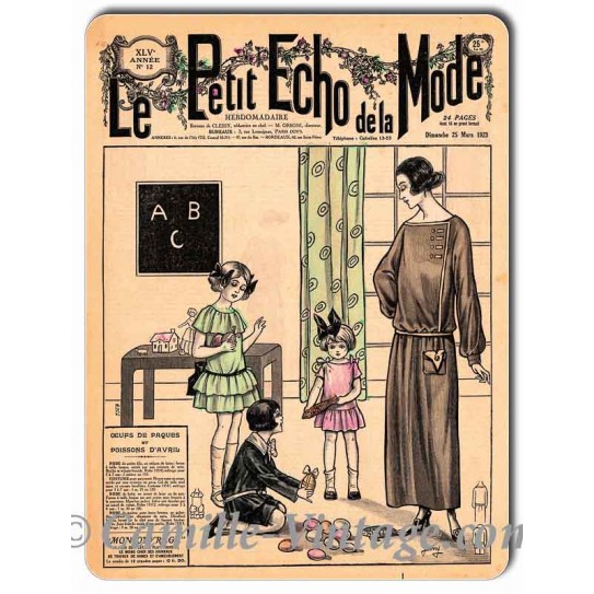 Plaque métal revue de mode vintage 25 mars 1923