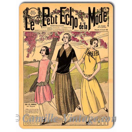 Plaque métal revue de mode vintage 22 avril 1923