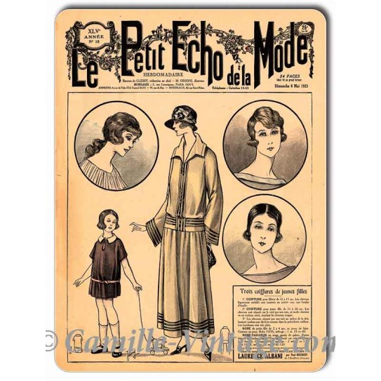 Plaque métal revue de mode vintage 6 mai 1923