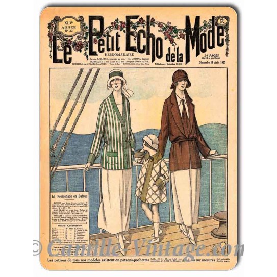 Plaque métal revue de mode vintage 19 août 1923