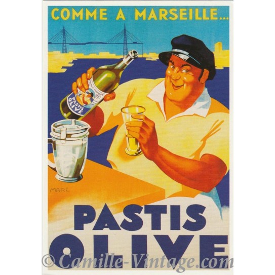 Postcard Pastis Olive