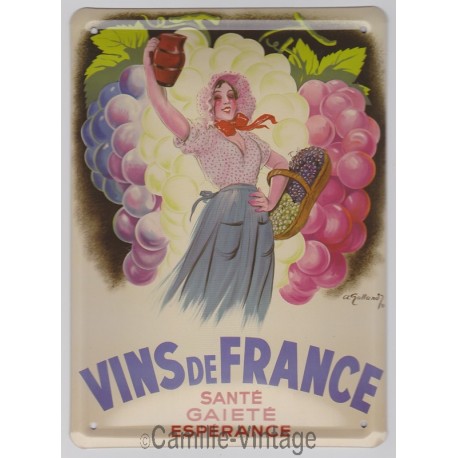 Plaque métal Vins de France