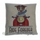 Cushion cover retro dog Ride Forever