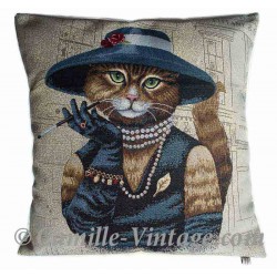 Housse de coussin chatte élégante