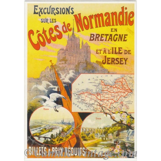 Carte Postale Excursions sur les Côtes de Normandie