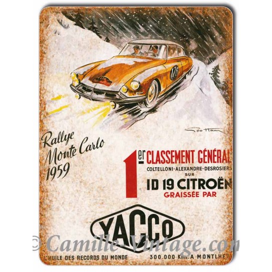 Plaque métal Rallye Monté Carlo Citroën effet rouillé