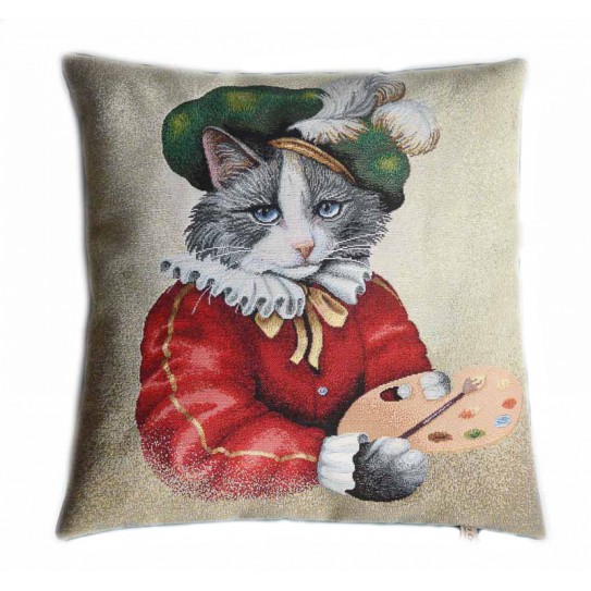 Housse de coussin Chat Peintre