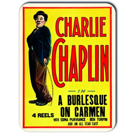 Plaque métal vintage Charlie Chaplin In A Burlesque On Carmen