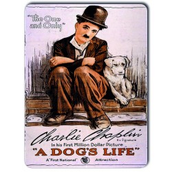 Plaque métal vintage Charlie Chaplin Film A Dog's Life