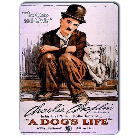 Metal plate vintage Charlie Chaplin Film A Dog's Life