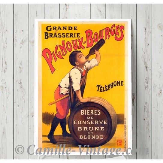 Poster Vintage Grande Brasserie Pignoux France